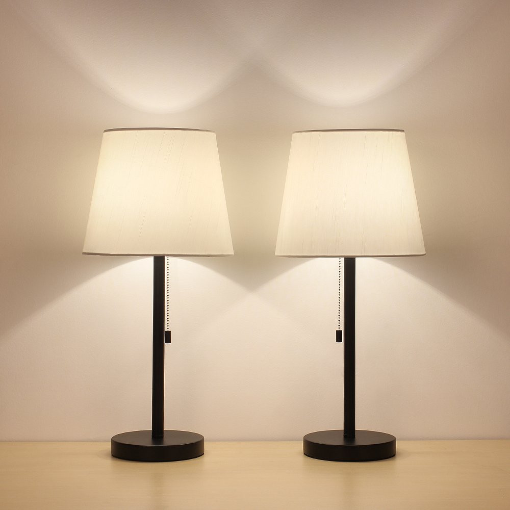 Modern Table Lamp For Bedroom
 HAITRAL Bedside Table Lamps Set of 2 Black and White
