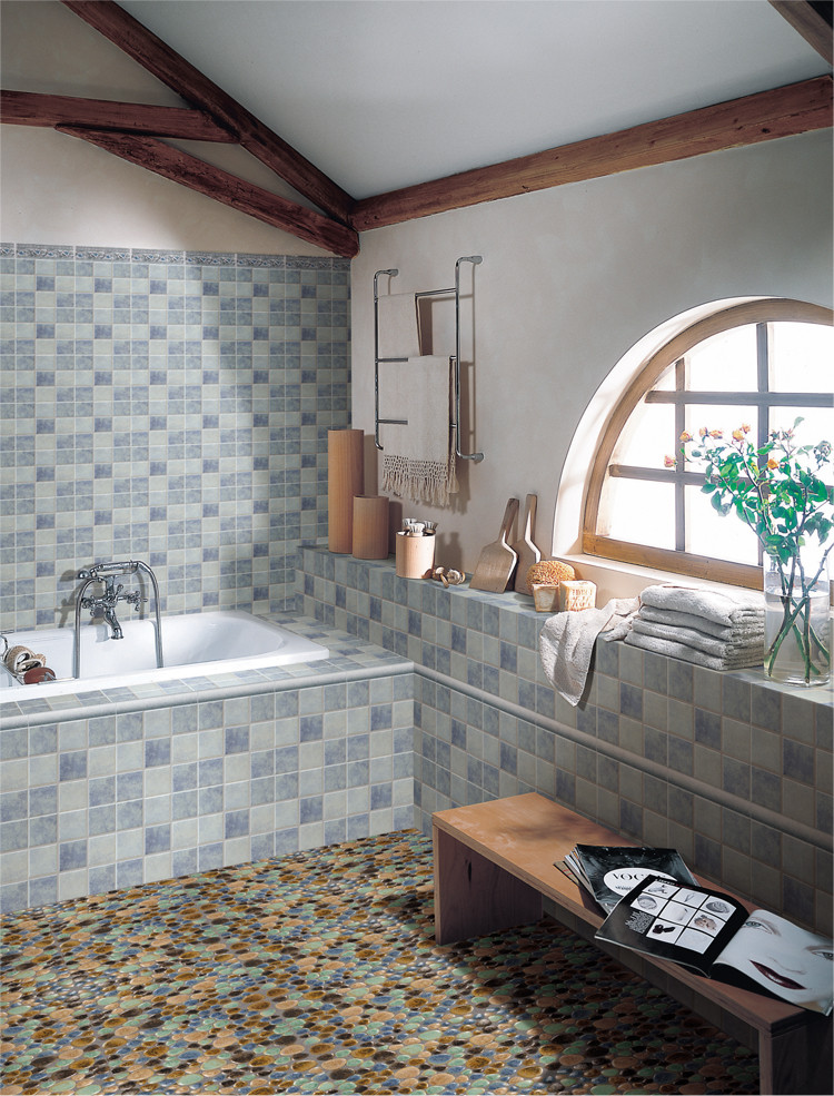 Mosaic Bathroom Tile
 Wholesale Porcelain Tile Mosaic Pebble Design Shower Tiles