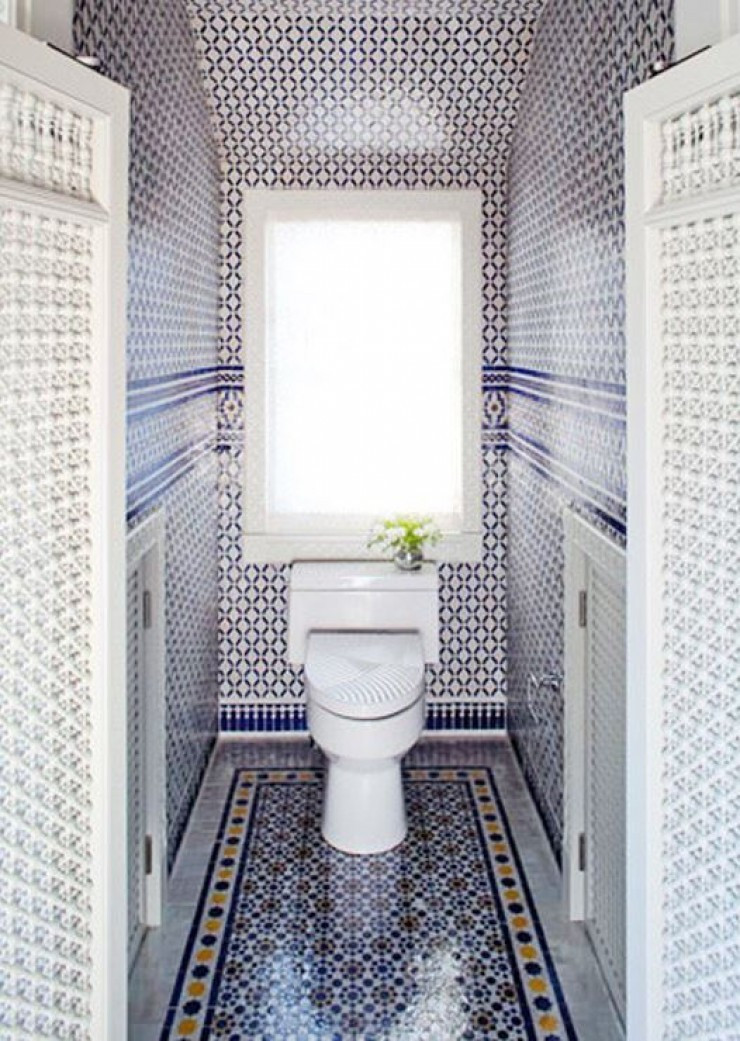 Mosaic Bathroom Tile
 Blue Moroccan Mosaic Tile Bathroom in Cape Cod