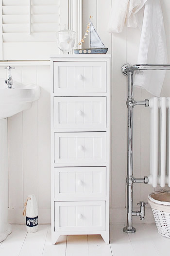 Narrow Bathroom Cabinet With Drawers
 Maine Narrow tall Freestanding Bathroom Cabinet with 5