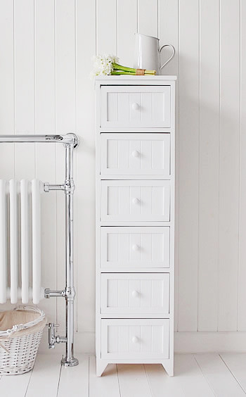 Narrow Bathroom Cabinet With Drawers
 Maine Narrow tall Freestanding Bathroom Cabinet with 6