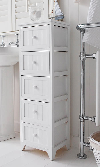Narrow Bathroom Cabinet With Drawers
 Maine Narrow tall Freestanding Bathroom Cabinet with 5
