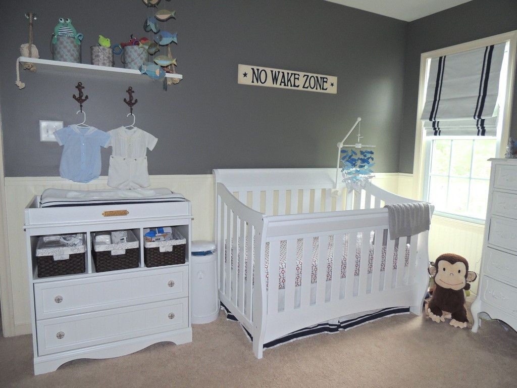 Nautical Baby Boy Room Decor
 Gray & Navy Nautical Nursery