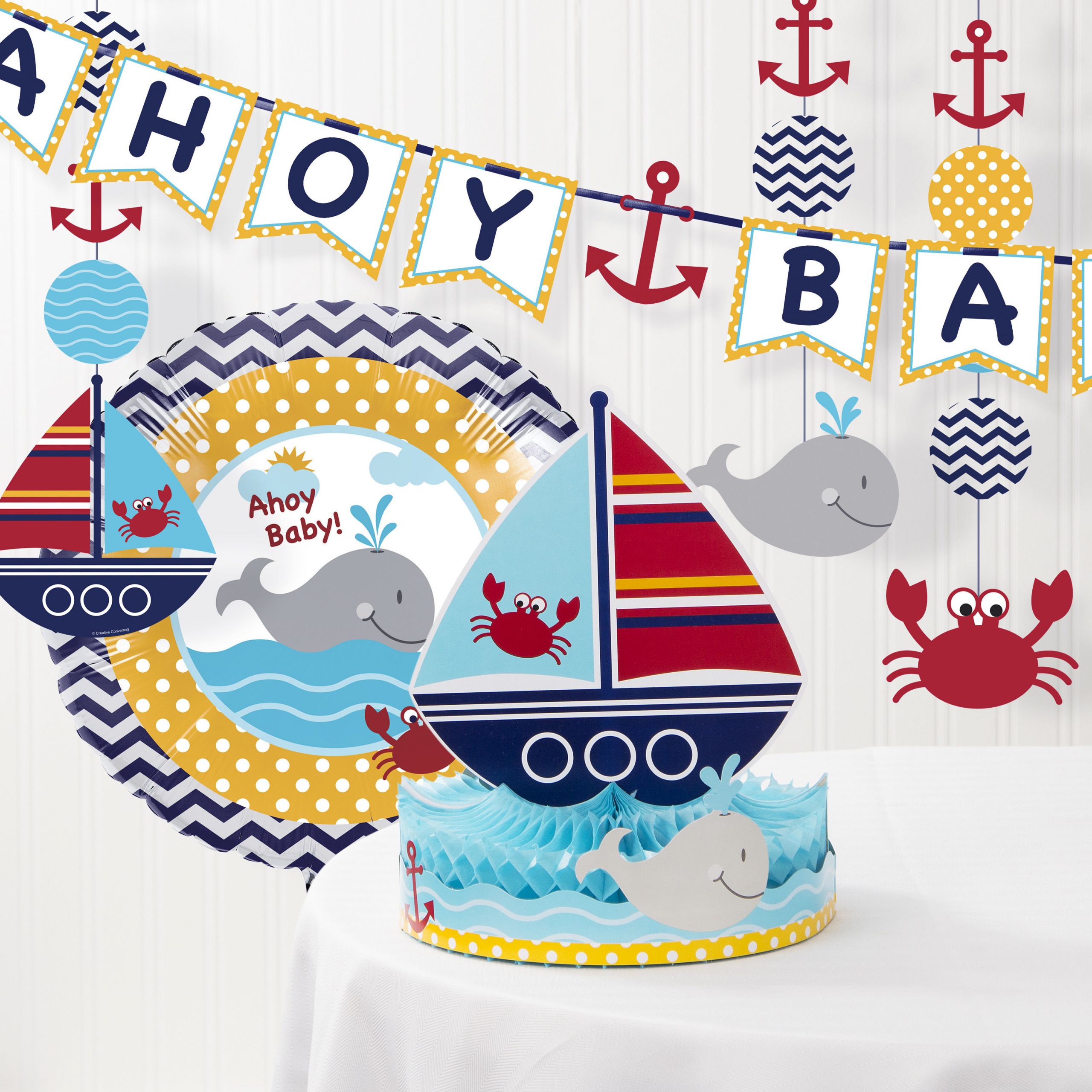Nautical Baby Shower Decor Ideas
 Ahoy Matey Nautical Baby Shower Decorations Kit Walmart