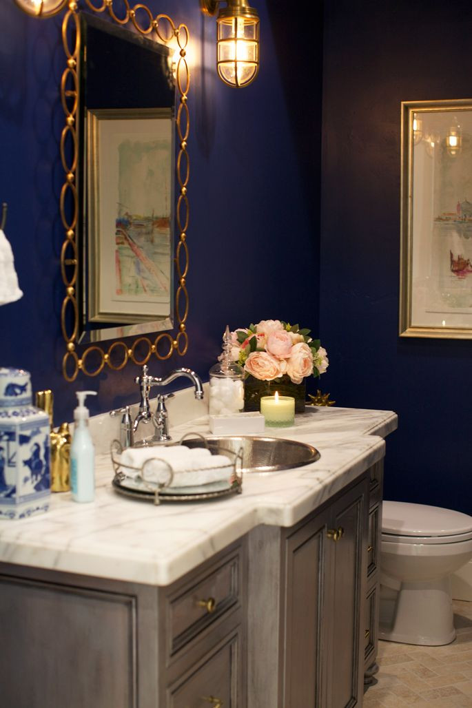 Navy Blue Bathroom Wall Decor
 my style at home The Powder Room… DIY