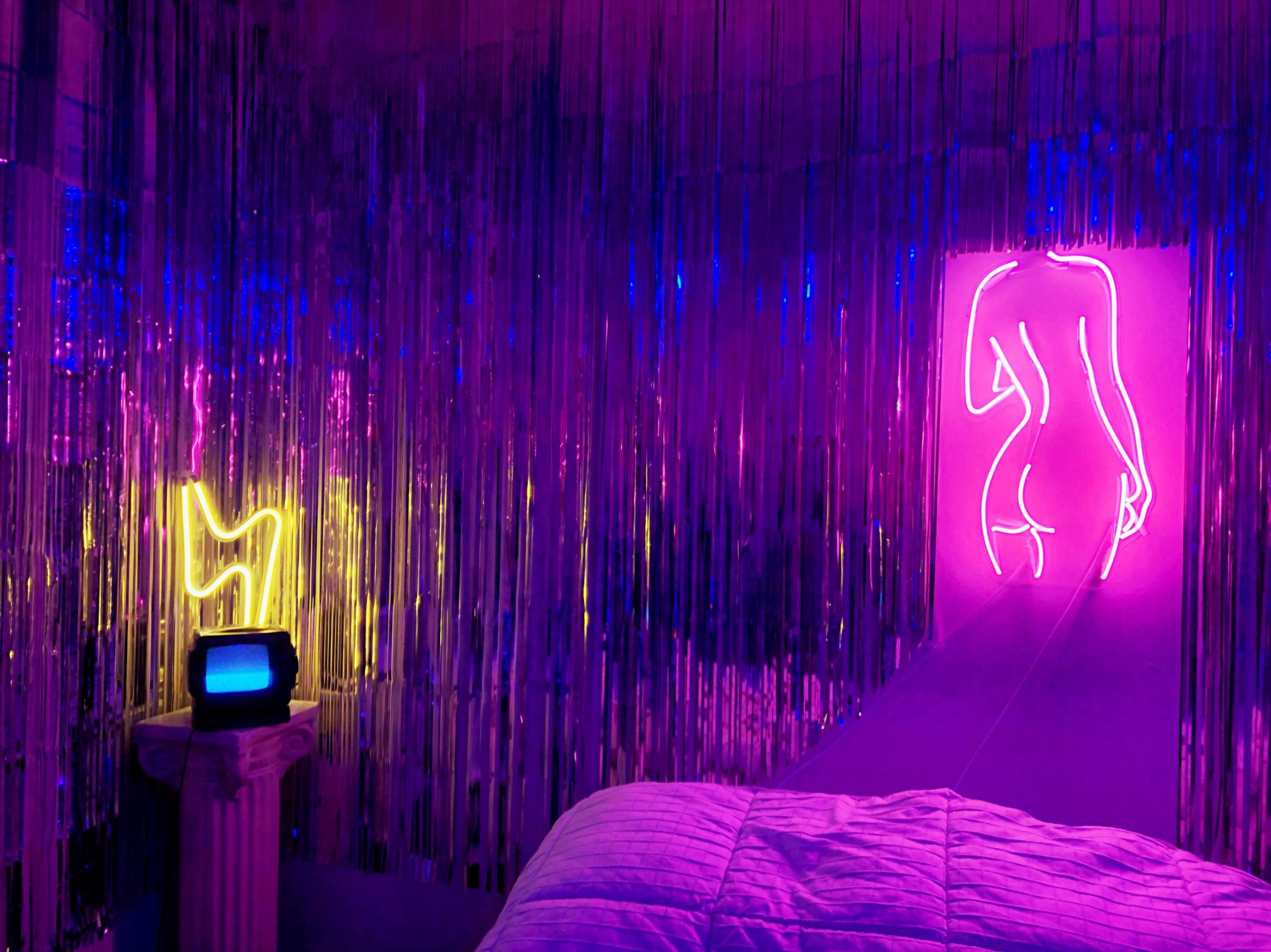 Neon Bedroom Lights
 Finally finished my bedroom VaporwaveAesthetics