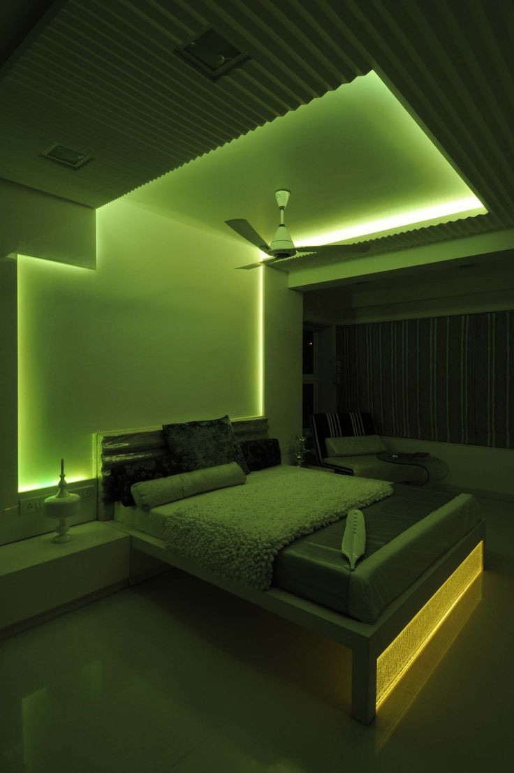 Neon Bedroom Lights
 Master Bedroom With Green Neon light design by Architect