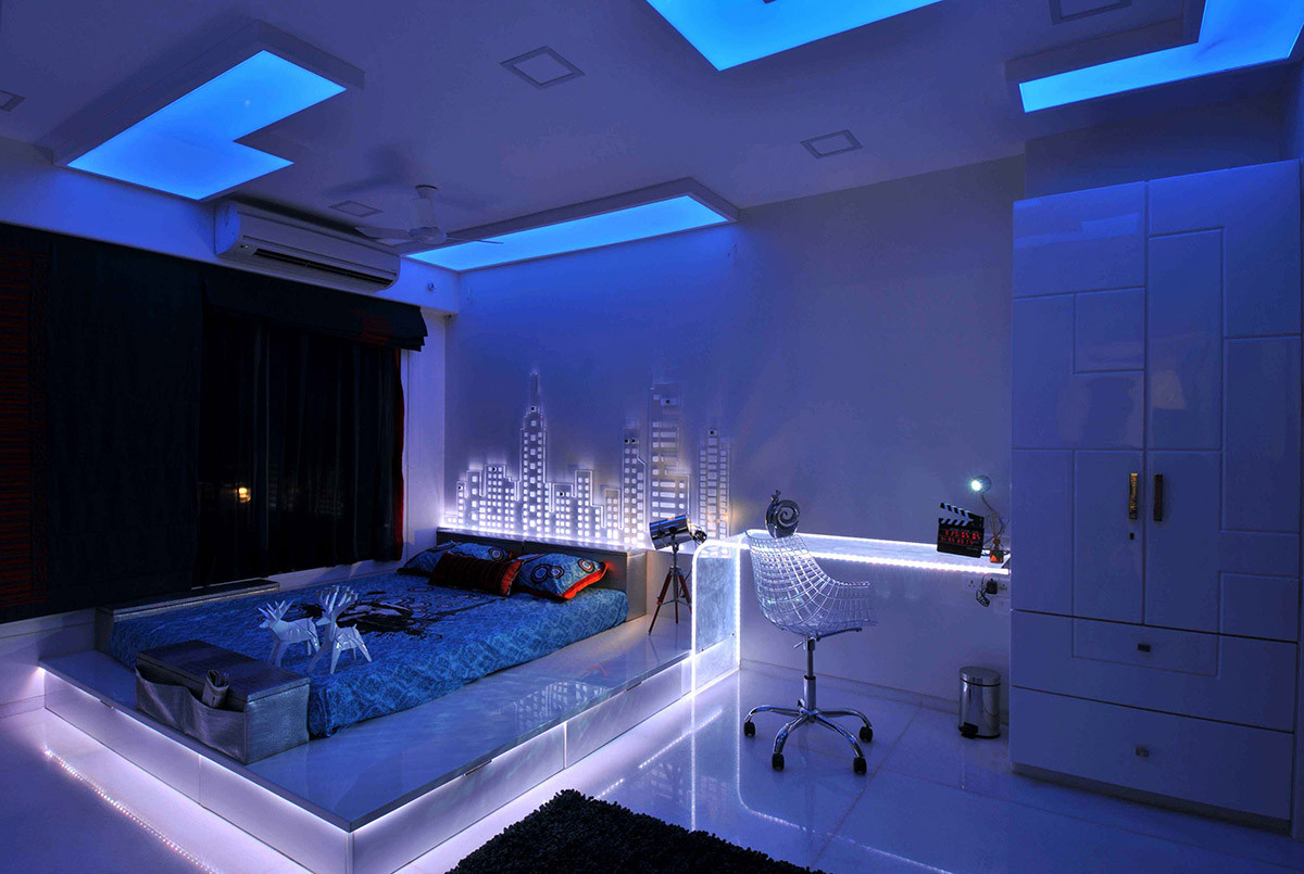 Neon Bedroom Lights
 30 Buoyant Blue Bedrooms That Add Tranquility and Calm to