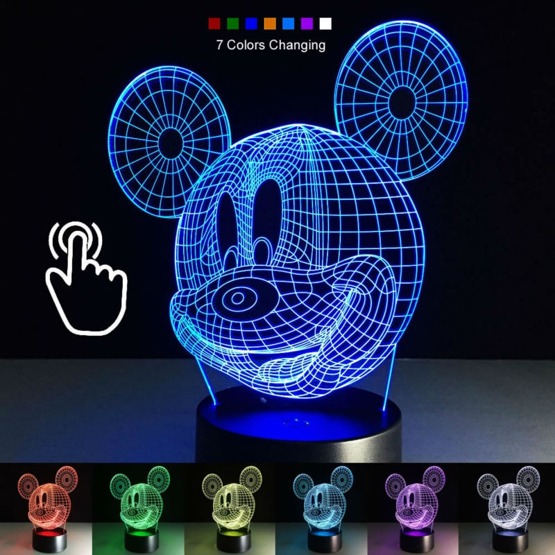 Nightlight For Kids Room
 Colourful Mickey Mouse 3d Table Lamp Luminaria Led Night