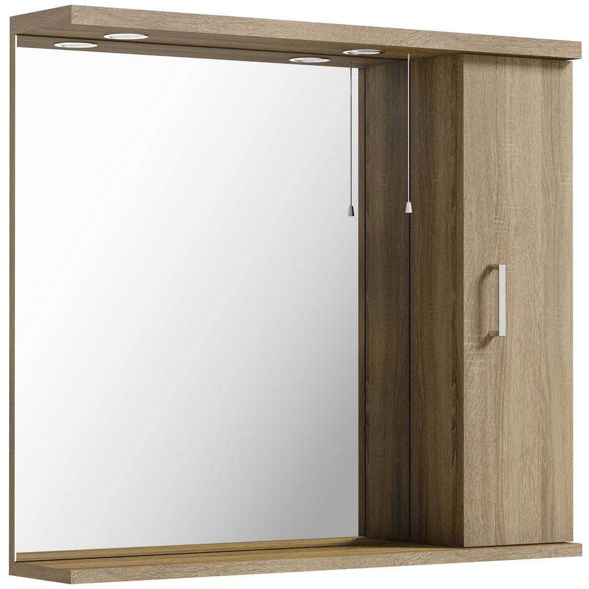 Oak Bathroom Mirror
 Sienna Oak Bathroom Mirror with Lights 850mm VictoriaPlum