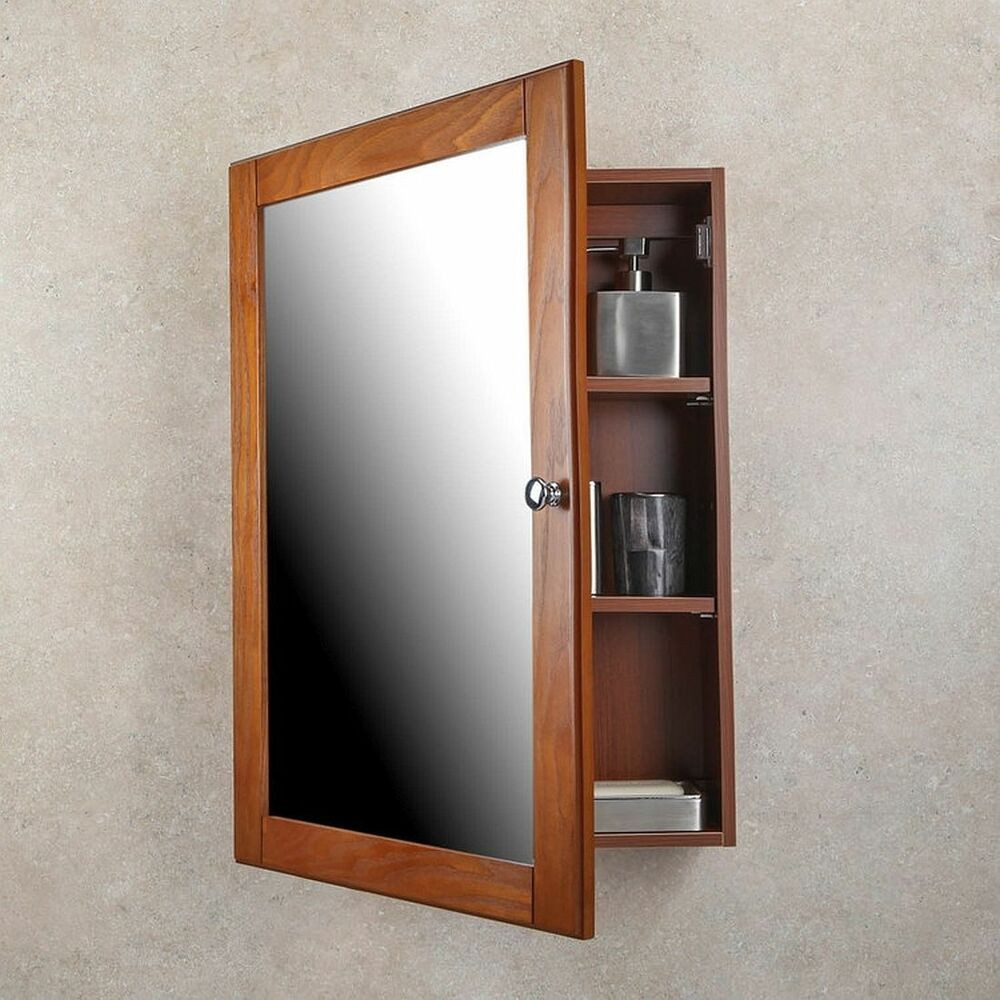 Oak Bathroom Mirror
 MEDICINE CABINET Oak Finish Single Framed Mirror Door