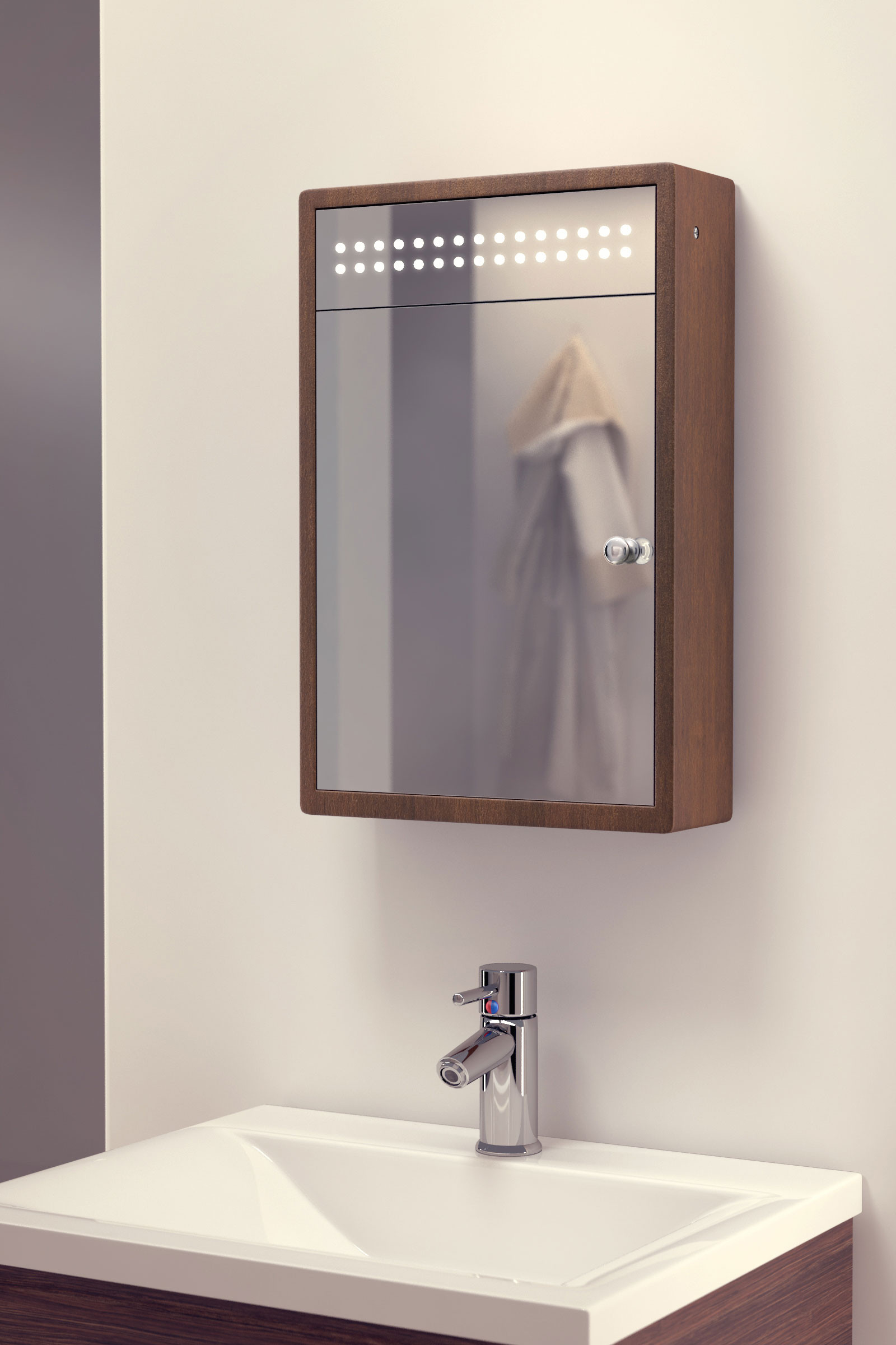 Oak Bathroom Mirror
 Persia Solid Oak LED Bathroom Cabinet With Demister Pad