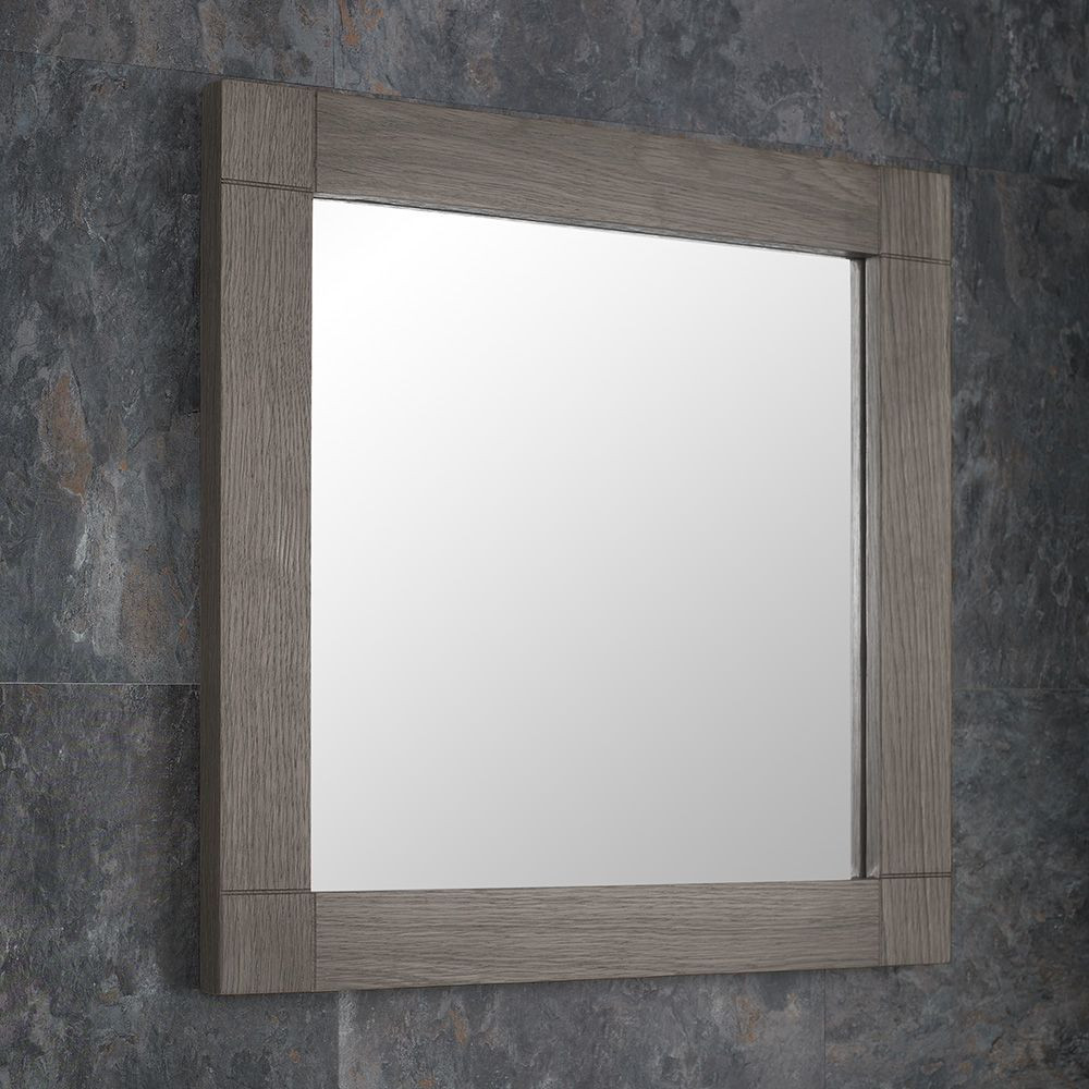 Oak Bathroom Mirror
 DUE MID MARCH 2019 Grey Wash Solid Oak 600mm Square Wall