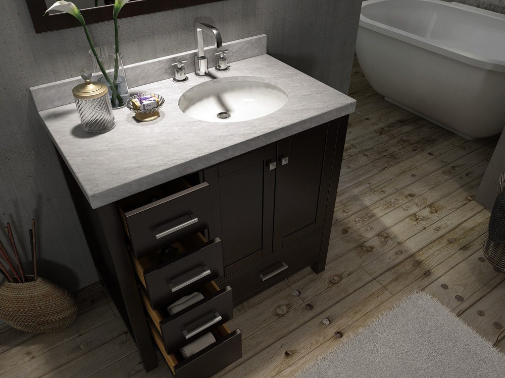 Offset Drain Bathroom Sink
 Ariel A037S ESP R Cambridge 37 Inch Single Sink Vanity Set