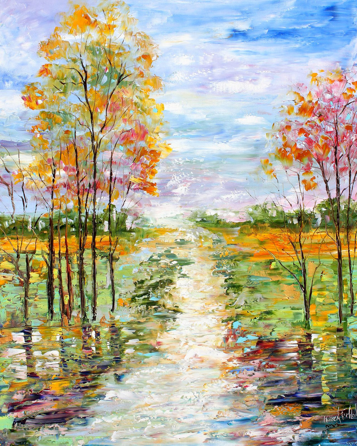 Oil Paintings Landscape
 Original oil painting AutumnTwilight Landscape Palette knife