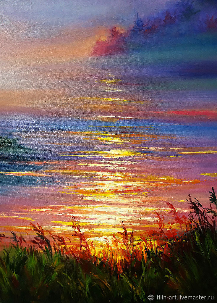 Oil Paintings Landscape
 Landscape Oil Painting on canvas "Sunset in the Fog