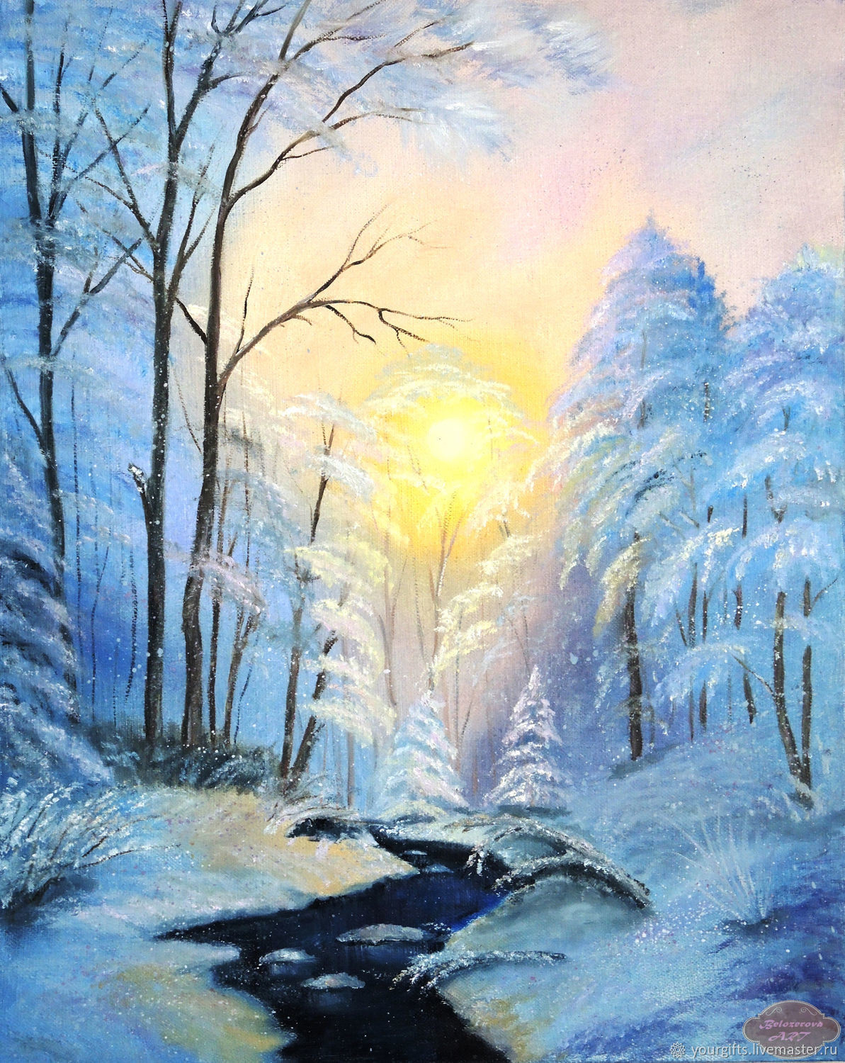 Oil Paintings Landscape
 "Winter forest" Winter landscape Oil Painting – купить на