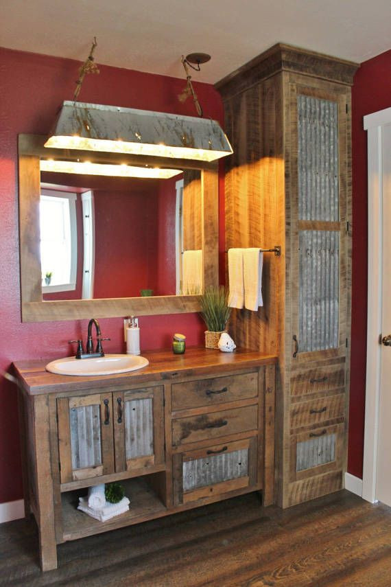 Old Barn Wood Bathroom Vanity
 CUSTOM Rustic Vanity Reclaimed Barn Wood Vanity w Barn