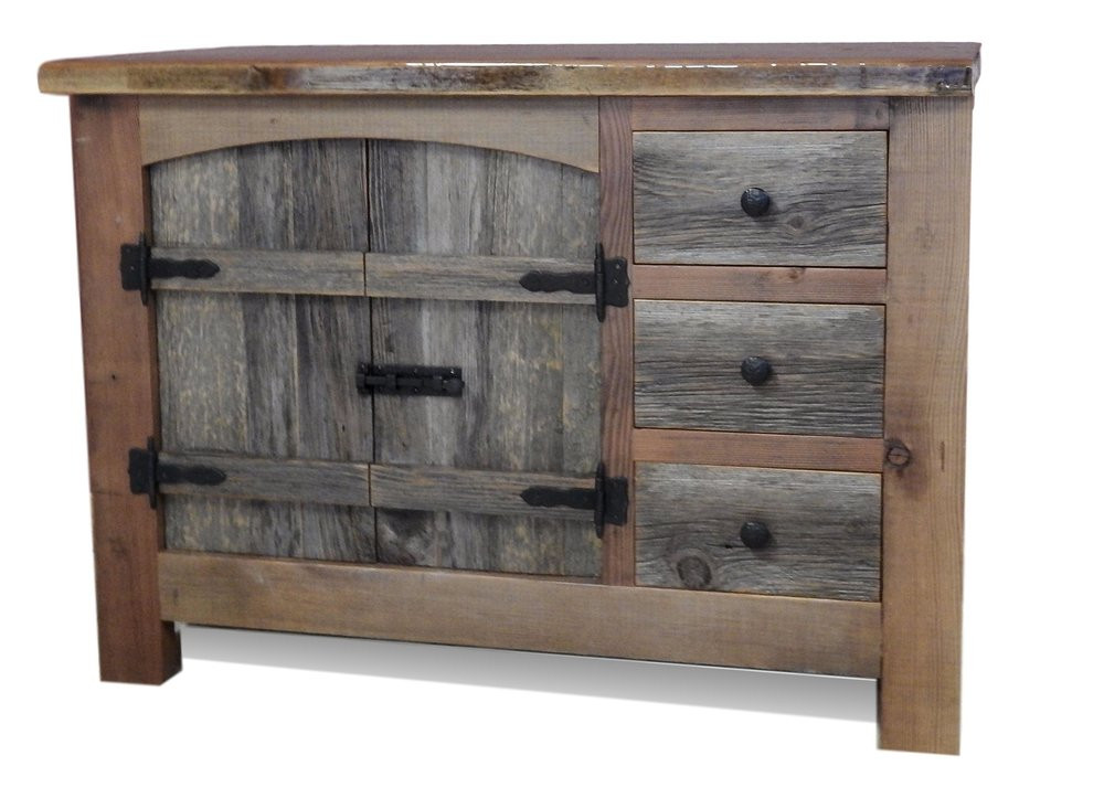 Old Barn Wood Bathroom Vanity
 Arched Barnwood Vanity with Drawers — Barn Wood Furniture