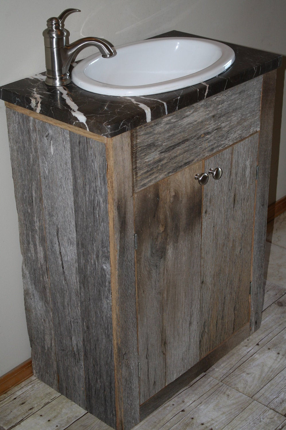 Old Barn Wood Bathroom Vanity
 Custom Rustic Small Barn Wood Vanity or Cabinet for Danny