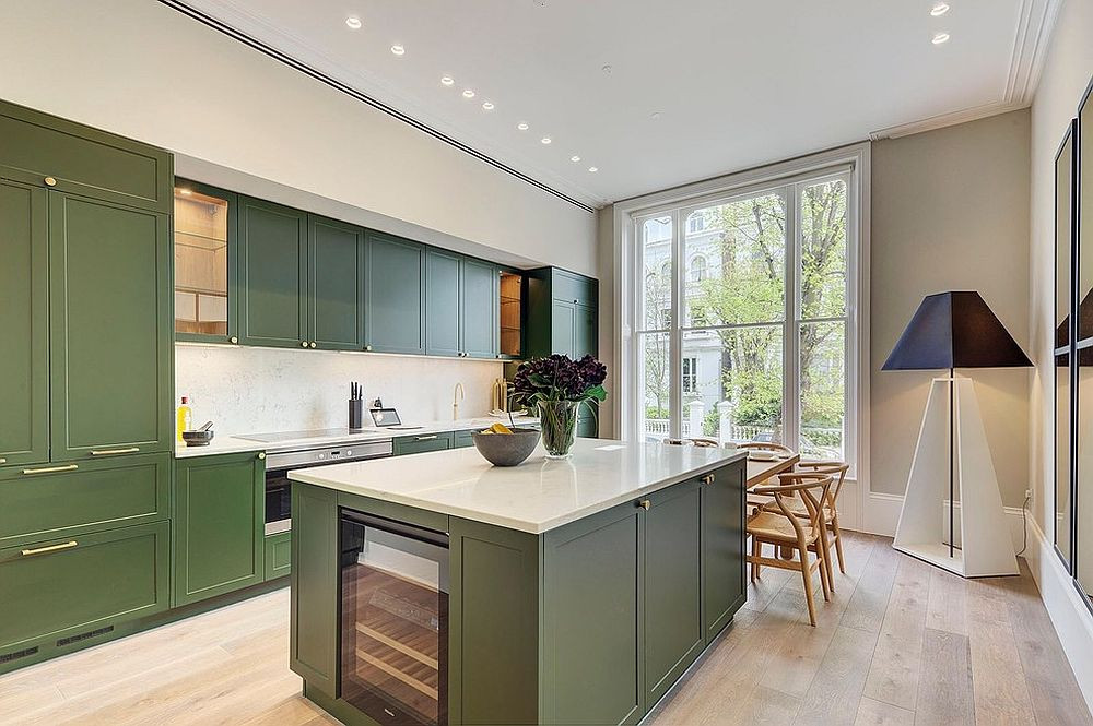 Olive Green Kitchen Walls
 Modern Color Splash Gorgeously Green Kitchen Cabinets