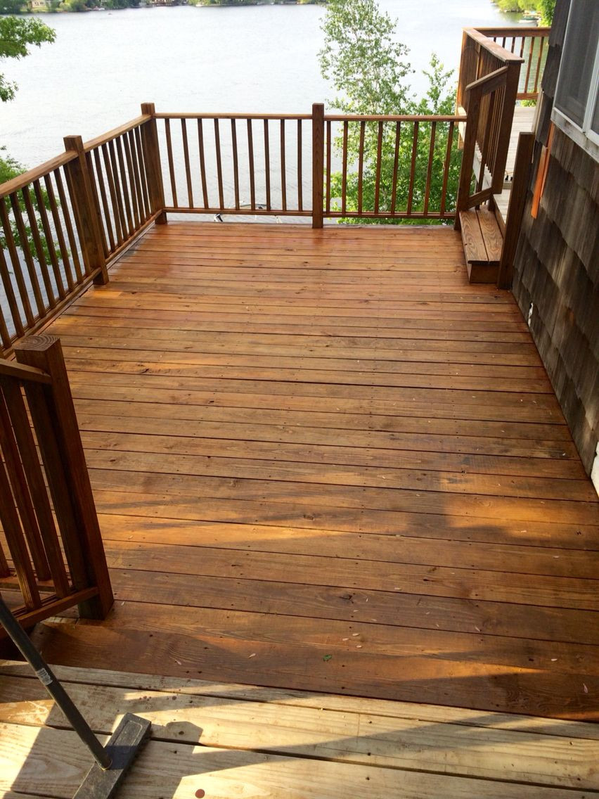 Olympic Deck Paint
 Final coat of Olympic cedar Naturaltone on the side deck