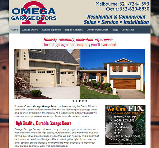 Omega Garage Doors
 Website Design Portfolio Bright Green Path Ocala FL