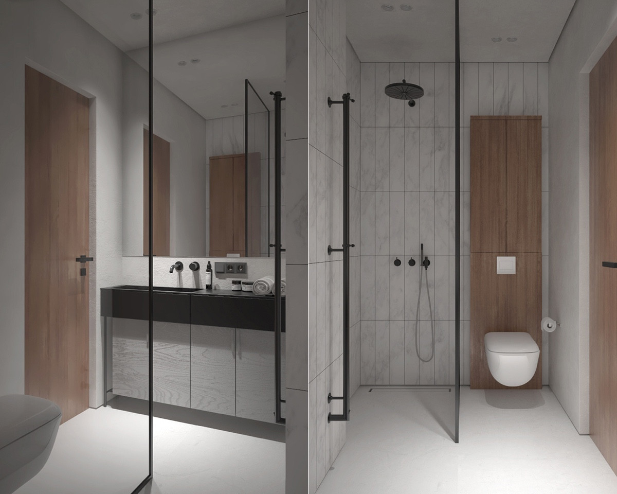 Open Shower Bathroom
 Trendy Bathroom designs bined With Modern and Geometric