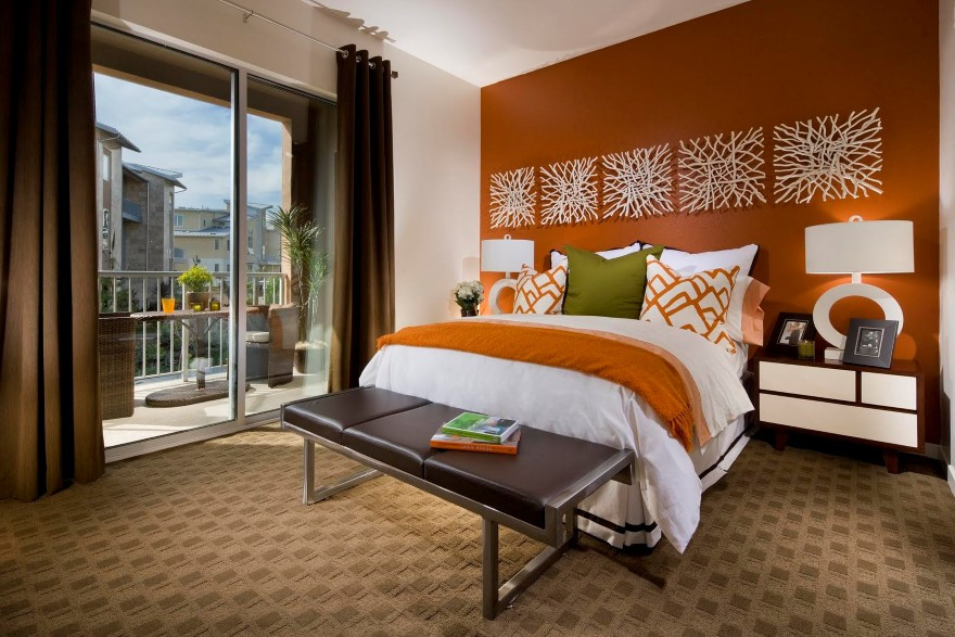 Orange Bedroom Wall
 Bedroom with Wallpaper Accent Wall that You Must Have