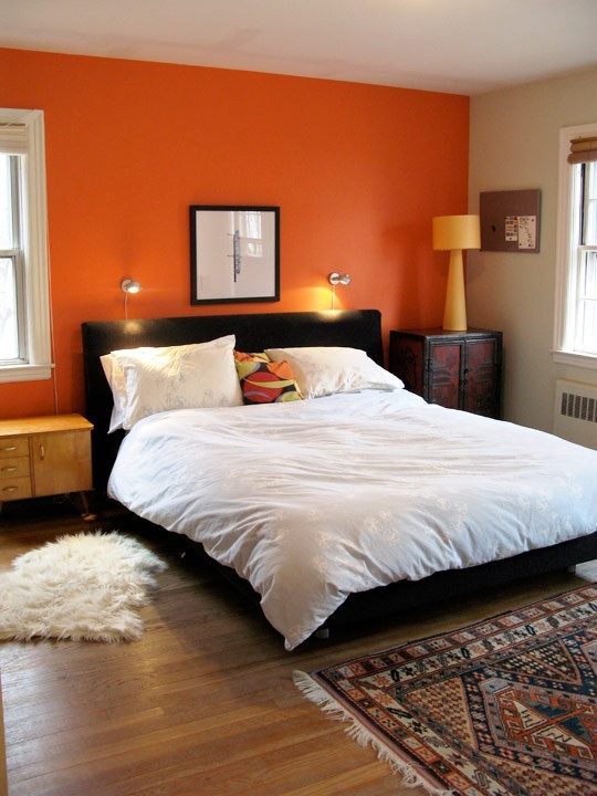 Orange Bedroom Wall
 orange accent wall bedroom another room