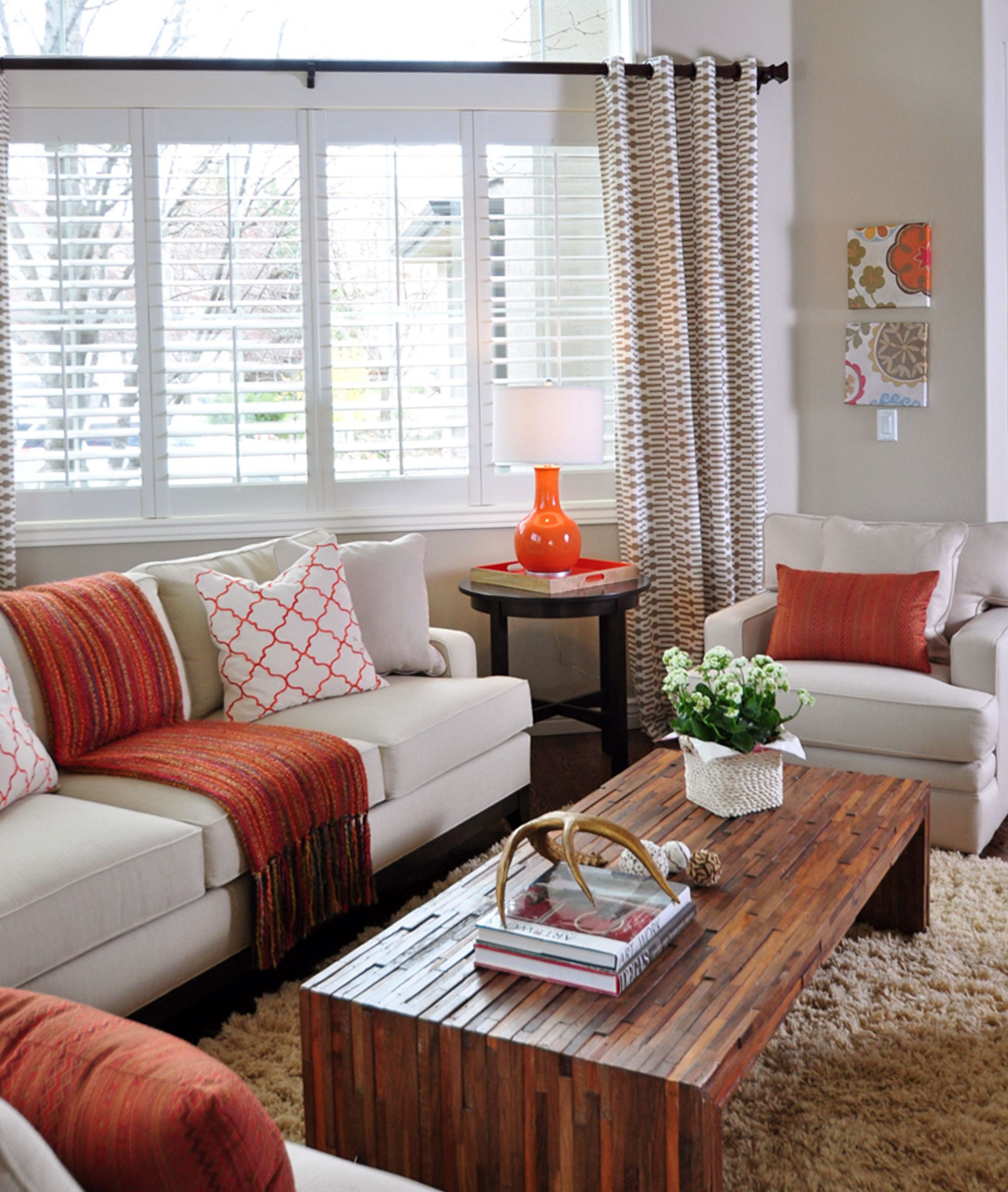 Orange Rugs For Living Room
 orange and taupe living room by Judith Balis shag rug