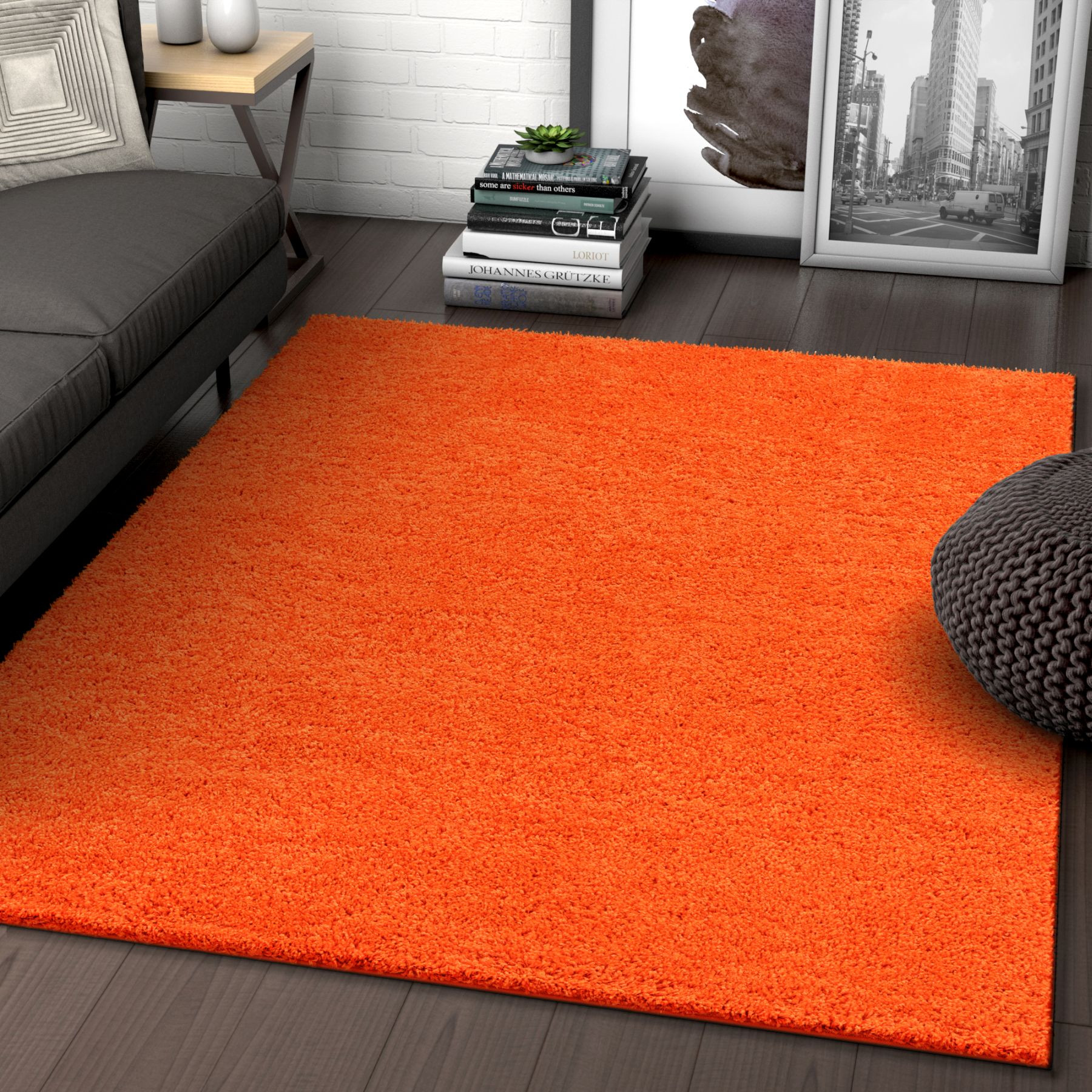 Orange Rugs for Living Room Awesome solid Retro Modern orange Shag 5x7 5 X 7 2 area Rug