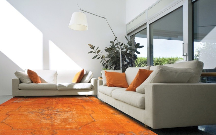 orange rug living room