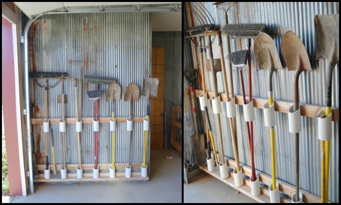 Organize Tools In Garage
 Organize your garage by making a PVC yard tool storage