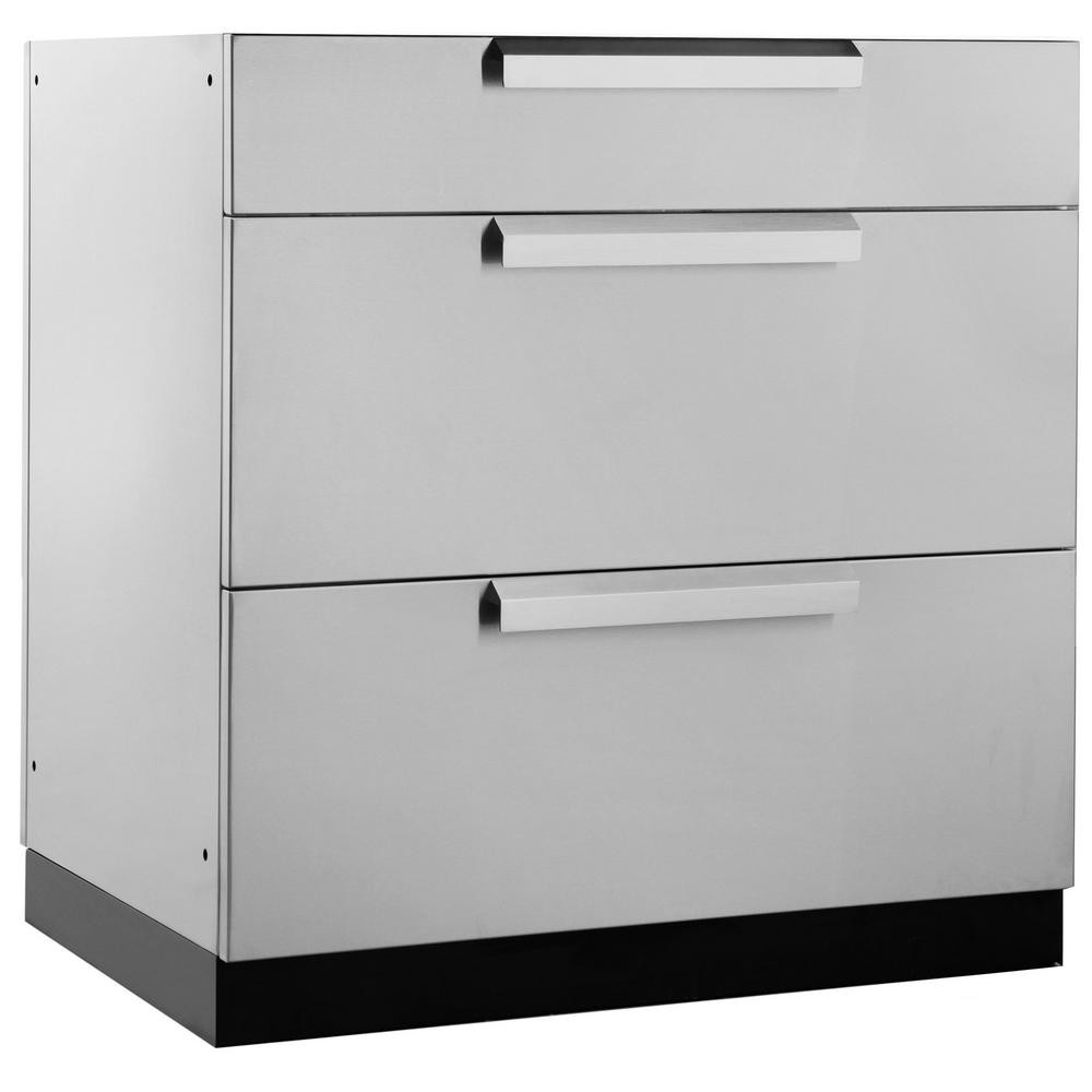 Outdoor Kitchen Cabinets Stainless Steel
 NewAge Products Stainless Steel Classic 32 in 3 Drawer