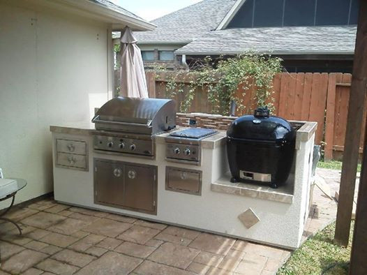 Outdoor Kitchen Charcoal Grill
 Counter with both a gas grill & a Primo charcoal grill