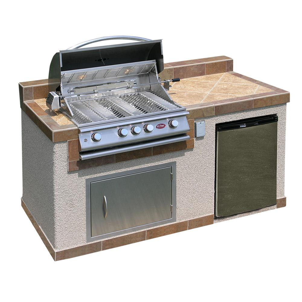 Outdoor Kitchen Home Depot
 Cal Flame Outdoor Kitchen 4 Burner Barbecue Grill Island