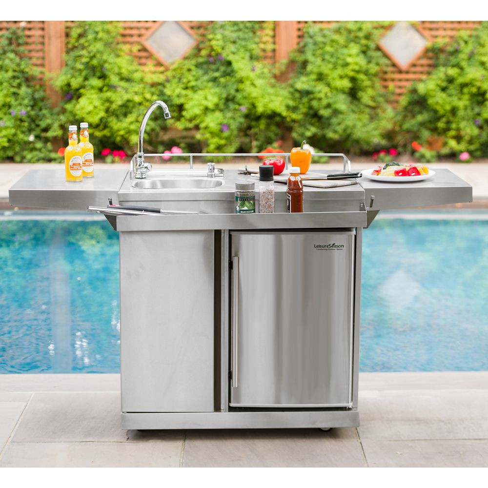 Outdoor Kitchen Sink And Cabinet
 Leisure Season Outdoor Kitchen Cart & Beverage Center With