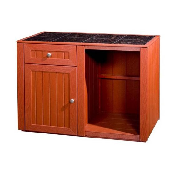 Outdoor Kitchen Storage
 Outdoor Kitchen Server w Storage Cabinet Deep Red