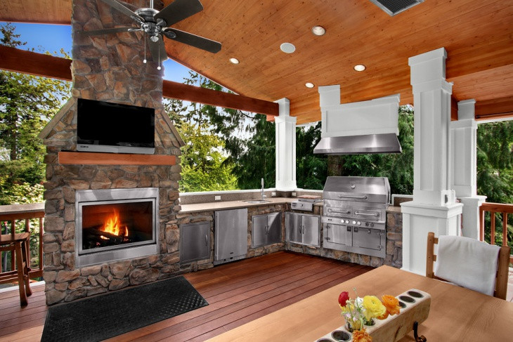 Outdoor Kitchen With Fireplace Designs
 18 Outdoor Kitchen Designs Ideas