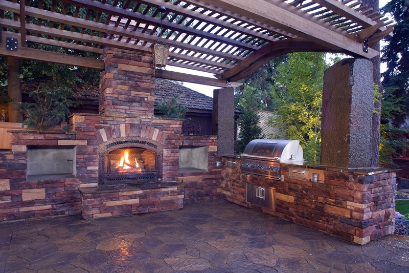 Outdoor Kitchen With Fireplace Designs
 Outdoor Kitchen Mead WA Gallery Landscaping