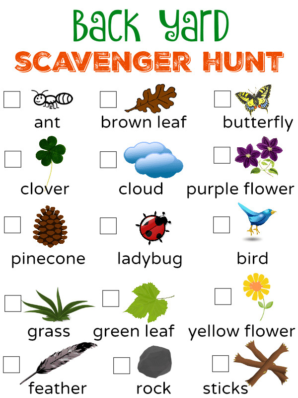 Outdoor Scavenger Hunt For Kids
 Free to Be Outside Back Yard Scavenger Hunt [ Free