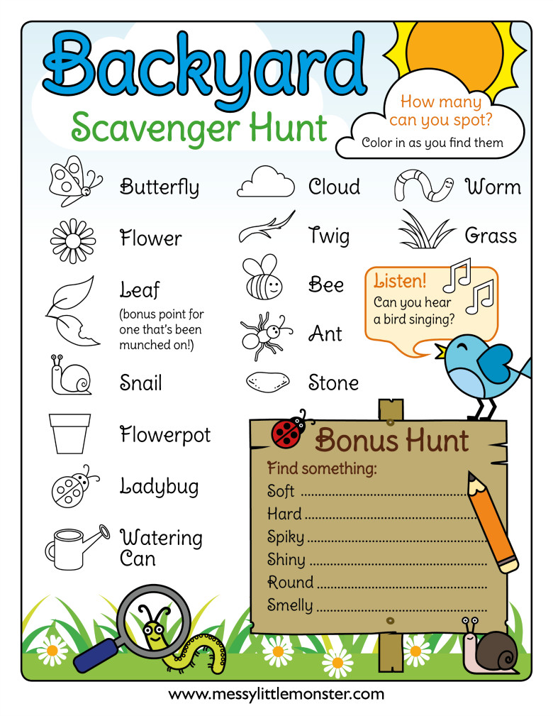 Outdoor Scavenger Hunt For Kids
 Printable Outdoor Scavenger Hunt Messy Little Monster