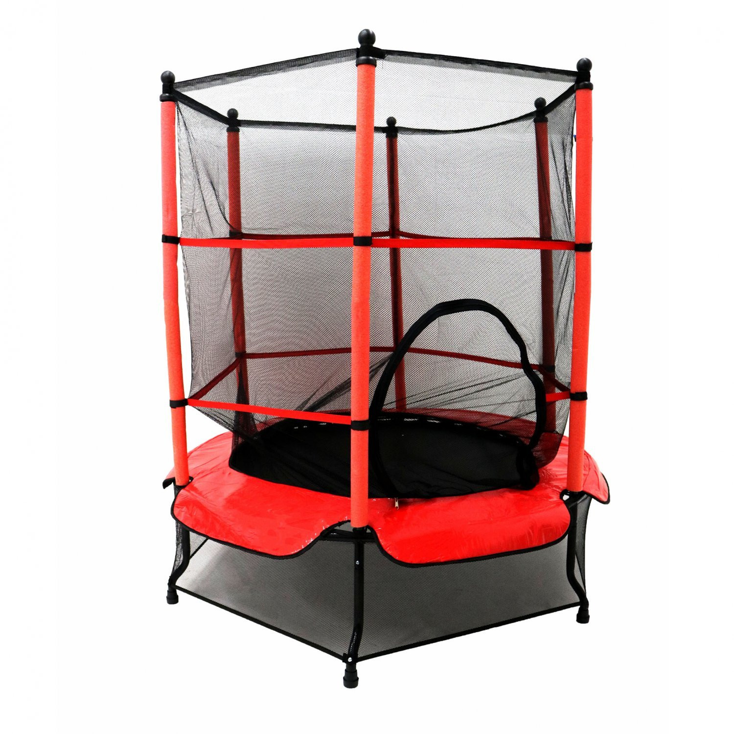 Outdoor Trampoline For Kids
 55" Kids Trampoline with Safety Net and Red Cover Garden