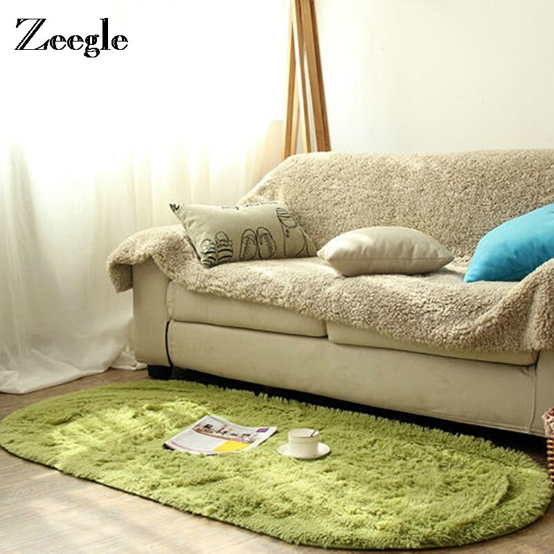 Oval Rugs For Living Room
 Zeegle Thickened Long Plush Oval Carpet For Living Room