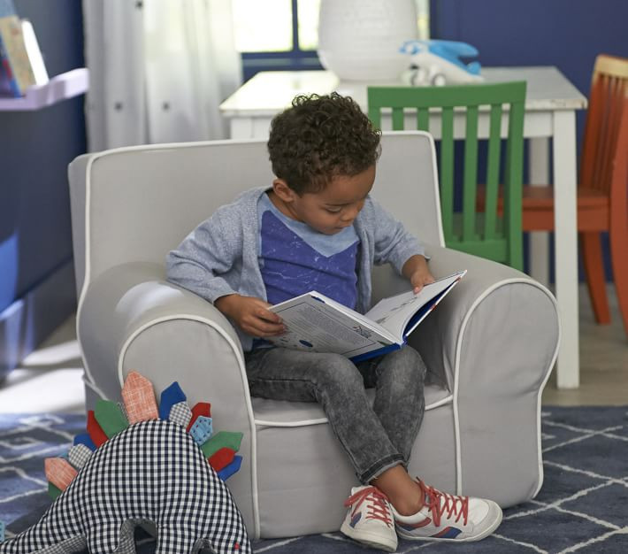 Oversized Kids Chair
 Oversized Gray with White Piping Anywhere Chair