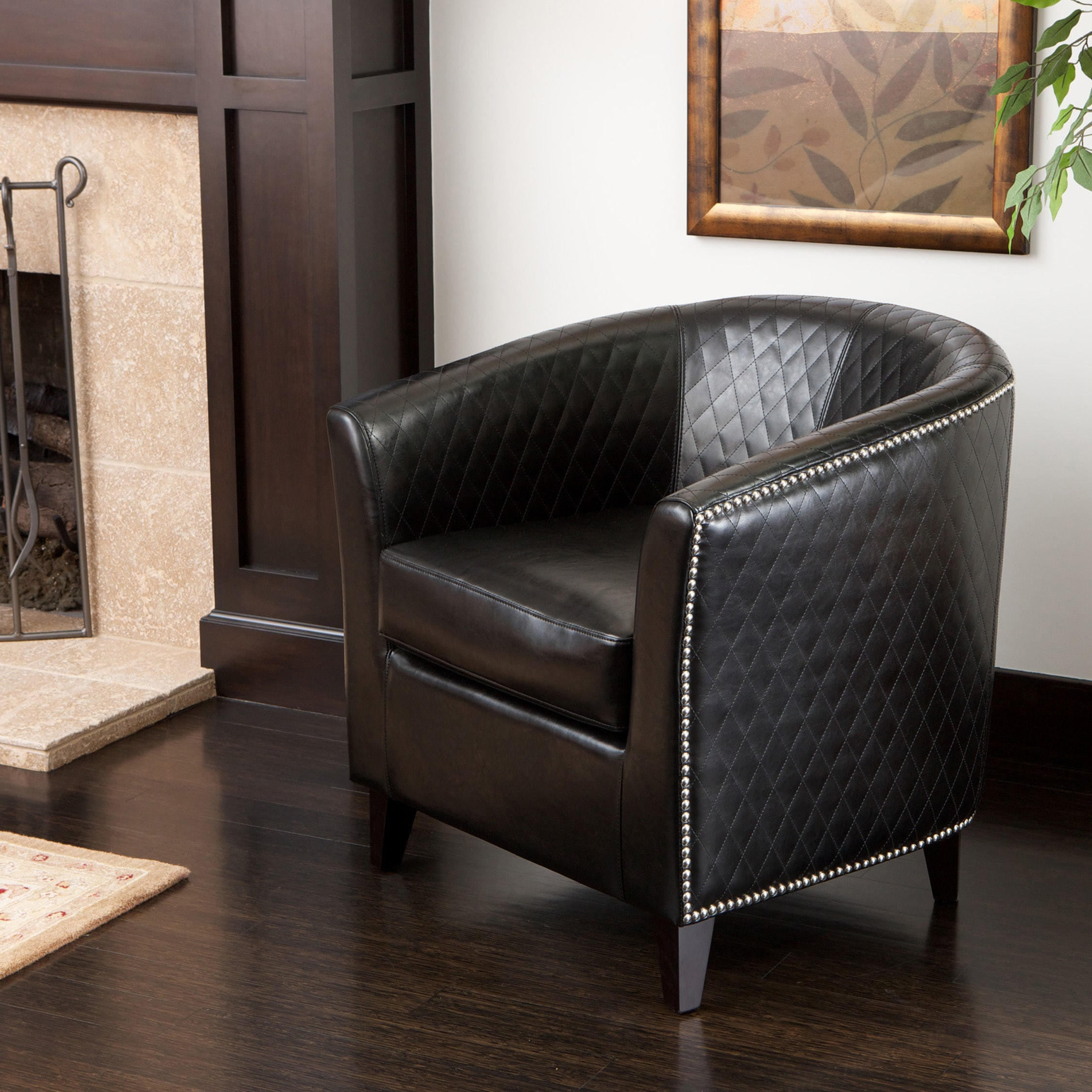 Overstock Living Room Chairs
 Christopher Knight Home Mia Black Bonded Leather Quilted