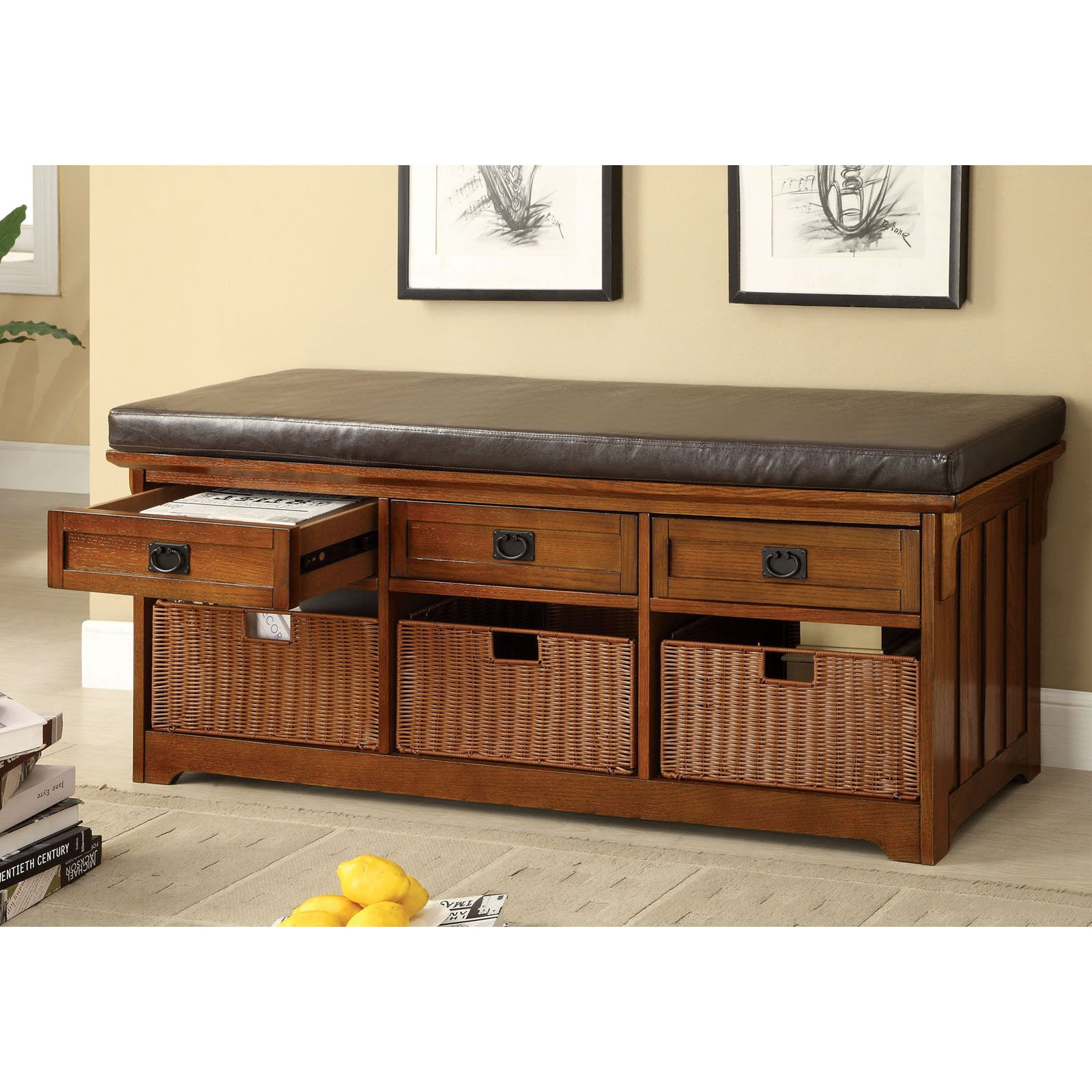 Padded Bench Seat With Storage
 Furniture of America Doreen Padded Leatherette Bench with