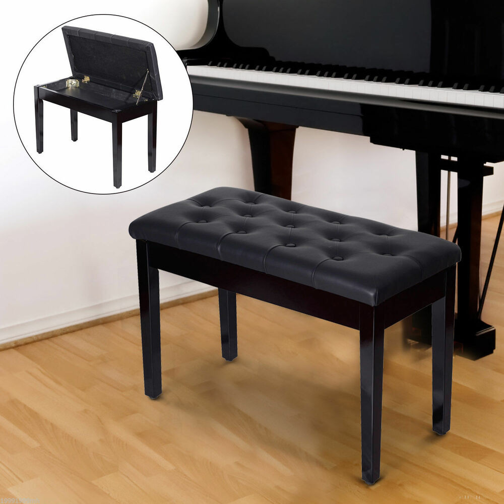 Padded Bench Seat With Storage
 HOM Storage Piano Bench Seat Faux Leather Padded Black