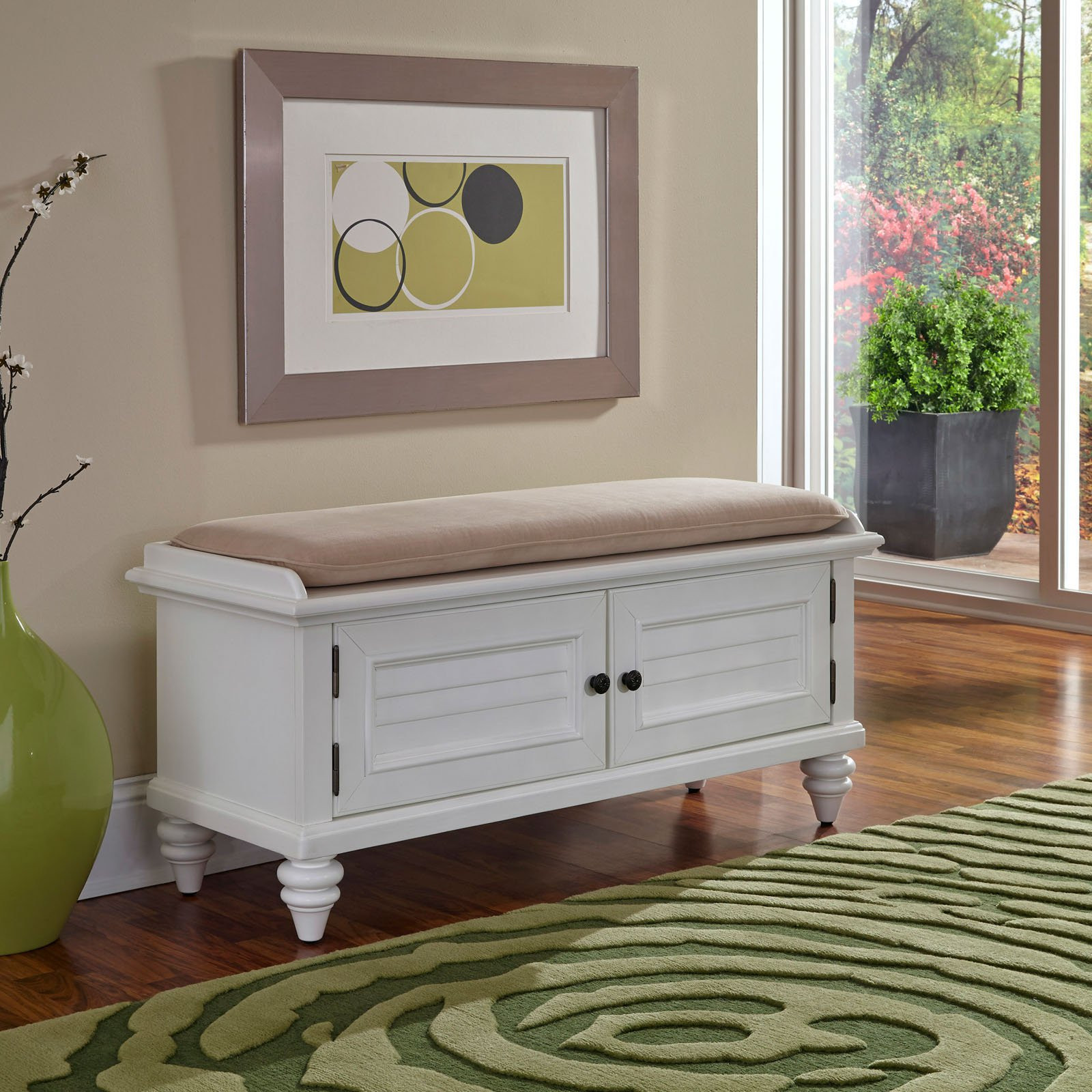 Padded Bench Seat With Storage
 Home Styles Bermuda Upholstered Storage Bench Brushed